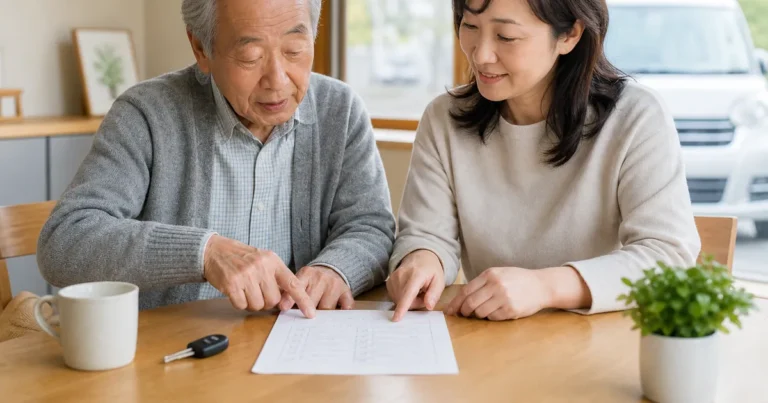 高齢の親の運転について落ち着いて話し合う家族