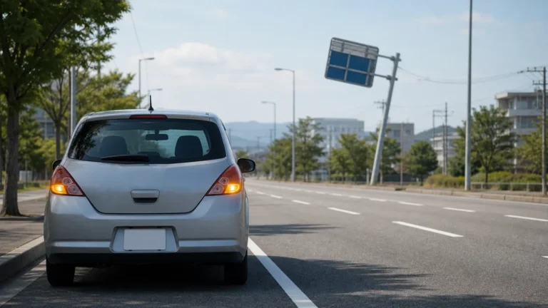 地震発生時に道路の左側へ安全に停車した車
