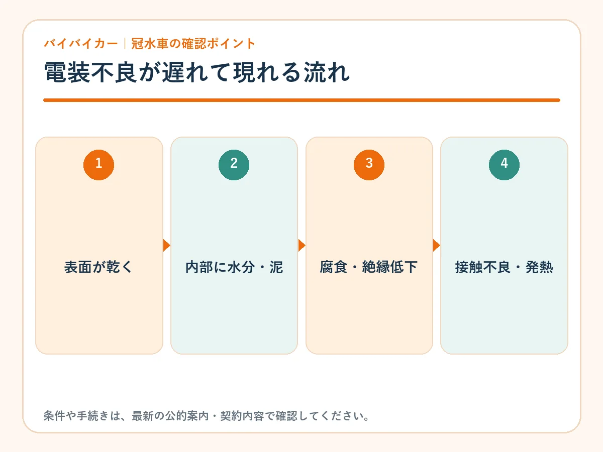 冠水車で電装不良が遅れて現れる仕組み