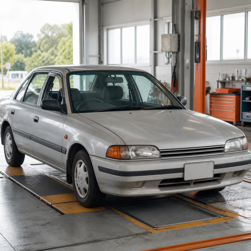 点検工場に入庫した年式の古い車