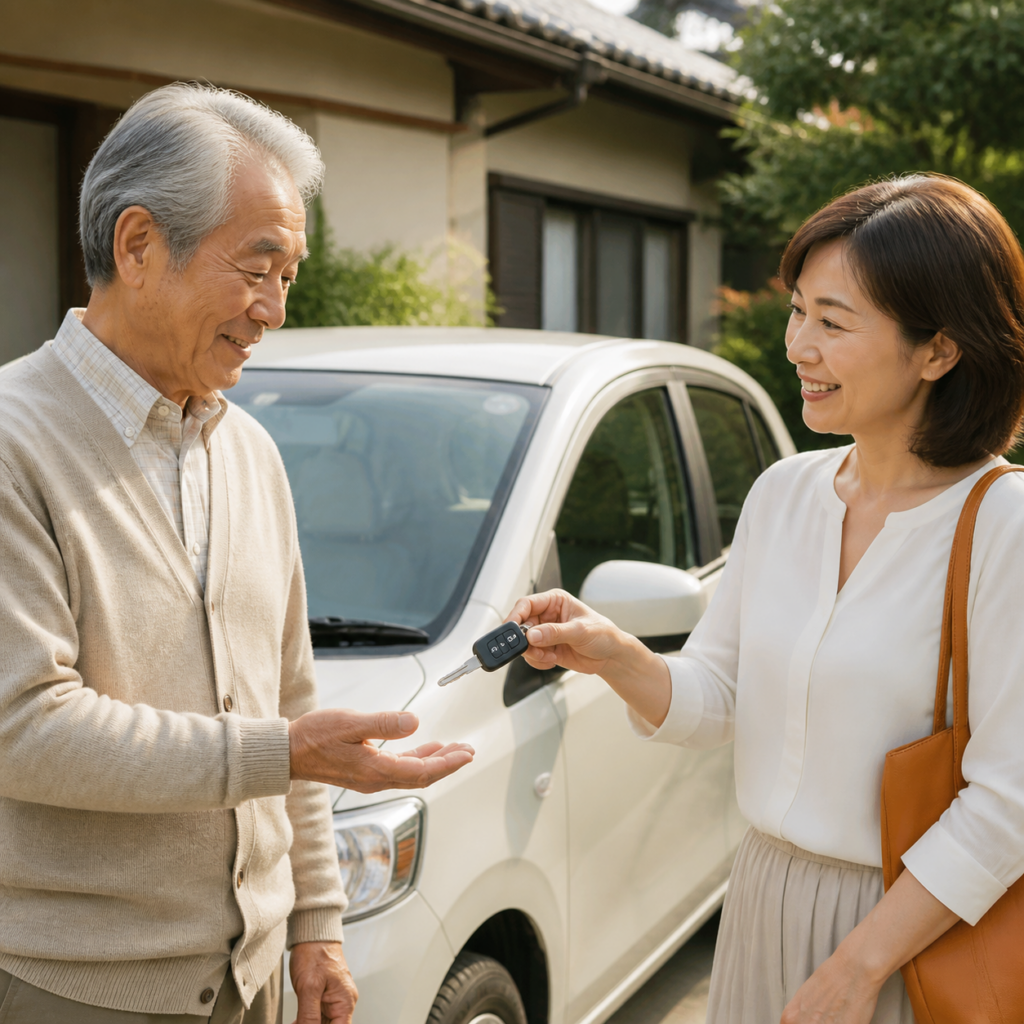 免許返納を考える親子と愛車
