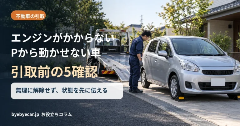 エンジンがかからずPから動かせない車は引き取れる？積載前に伝える5項目のイメージ